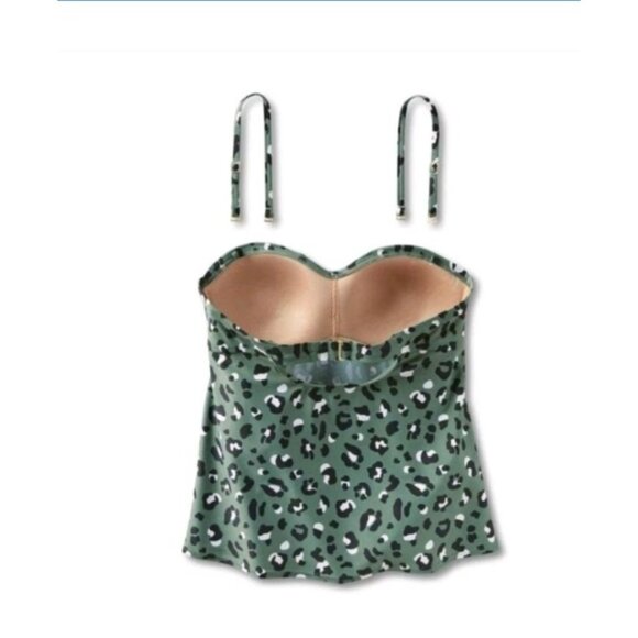 Kona Sol Womens Small Green Leopard Tankini Removable Straps Sweetheart Neckline - Picture 4 of 11